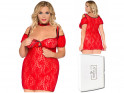 Erotické šaty z červenej čipky veľkosti Plus - 4
