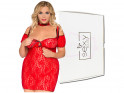 Erotické šaty z červenej čipky veľkosti Plus - 5
