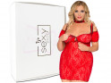 Raudonų nėrinių erotinė suknelė dideli dydžiai - 3