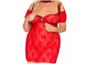 Erotické šaty z červenej čipky veľkosti Plus - 7