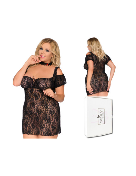 Black lace erotic dress large size - 4