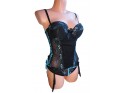 CORSET SET OF PUSH UP UNDERWEAR BLACK WITH BLUE - 2