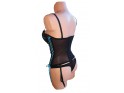 CORSET SET OF PUSH UP UNDERWEAR BLACK WITH BLUE - 3