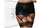 Black short garter belt wet look with lace - 5