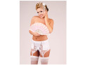 White wet-look garter belt with lace - 3