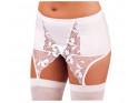 White wet-look garter belt with lace - 1