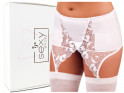 White wet-look garter belt with lace - 5