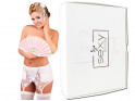 White wet-look garter belt with lace - 4
