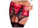 Red garter belt wet look with lace - 1