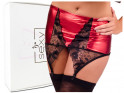 Red garter belt wet look with lace - 5