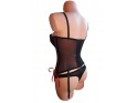 CORSET SET OF PUSH UP UNDERWEAR BLACK WITH RED - 3