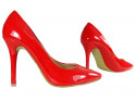Dámske červené vysoké podpätky lakované topánky - 3