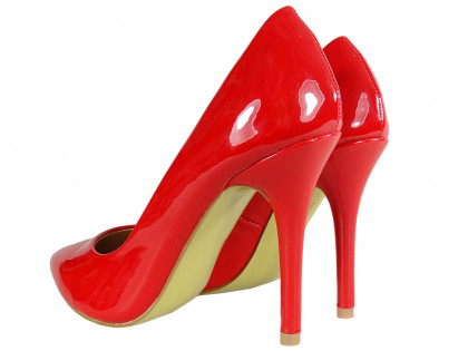 Czerwone szpilki damskie lakierowane buty - 2