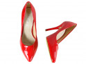 Dámske červené vysoké podpätky lakované topánky - 4