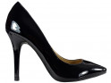Czarne szpilki damskie lakierowane buty klasyczne - 1