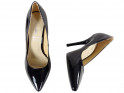 Czarne szpilki damskie lakierowane buty klasyczne - 4