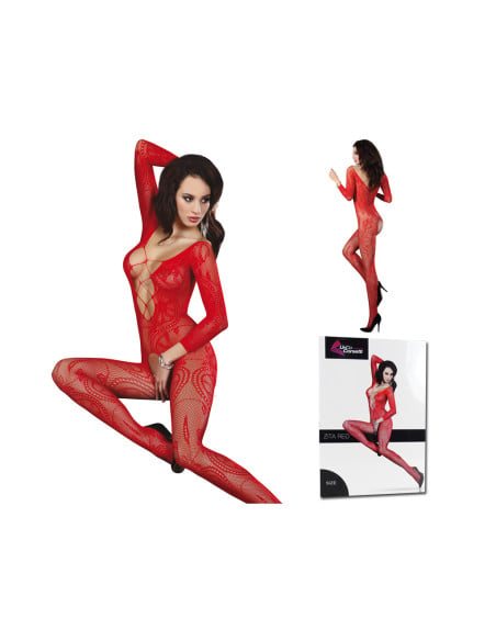 Dámské červené erotické bodystocking spodní prádlo - 4