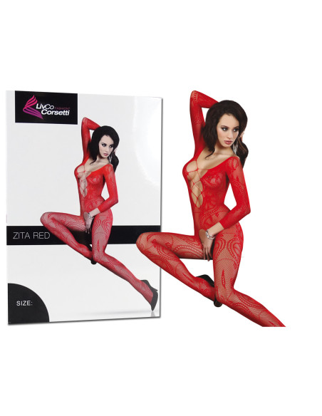 Sarkana bodystocking sieviešu erotiskā apakšveļa - 3
