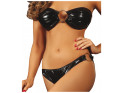 Black wetlook costume set bra and panties - 2