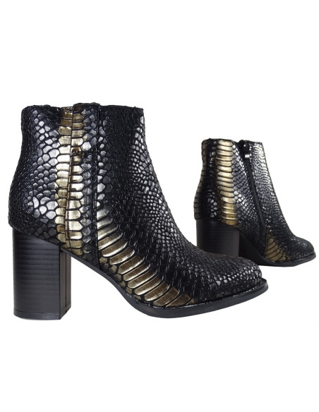 Melni un zelta krāsas sieviešu zābaki ar stiletto papēdi - 3