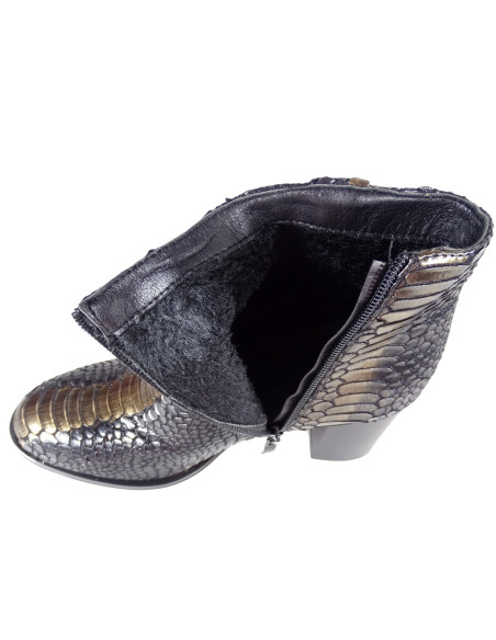 Melni un zelta krāsas sieviešu zābaki ar stiletto papēdi - 5
