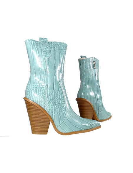 Blue female cowgirls eco leather boots - 3