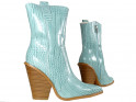 Modré kovbojské topánky pre dámske členkové topánky z ekologickej kože - 3