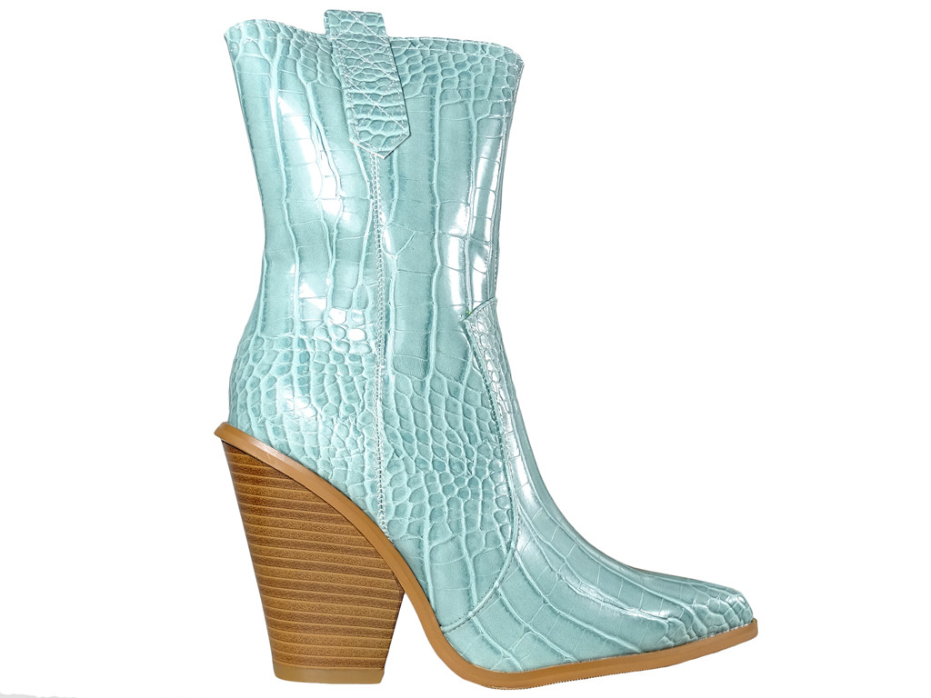 Modré kovbojské boty pro dámské kotníkové boty z eko kůže - 1