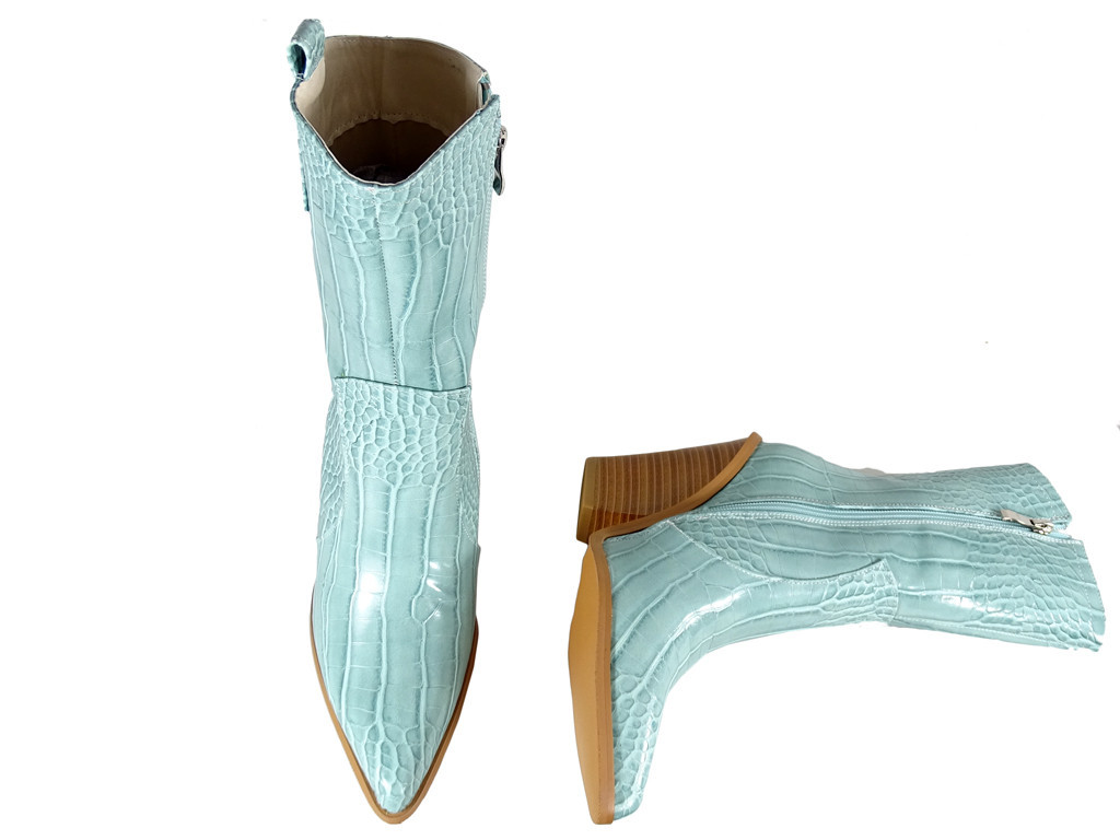 Bottes en cuir bleu pour cowgirls - 4