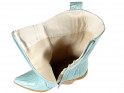 Modré kovbojské boty pro dámské kotníkové boty z eko kůže - 5