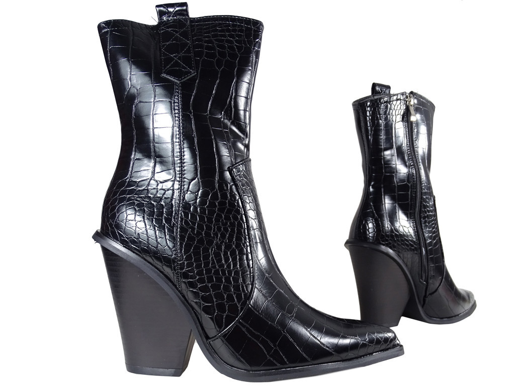 Schwarze Damenstiefel Cowgirls Öko-Leder - 3
