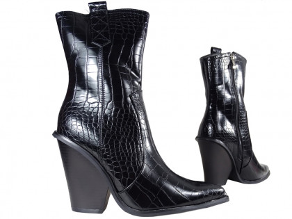 Чорні жіночі ковбойські чоботи з екошкіри - 3