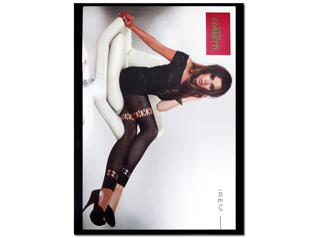 Czarne wzorzyste elastyczne legginsy damskie getry - 1