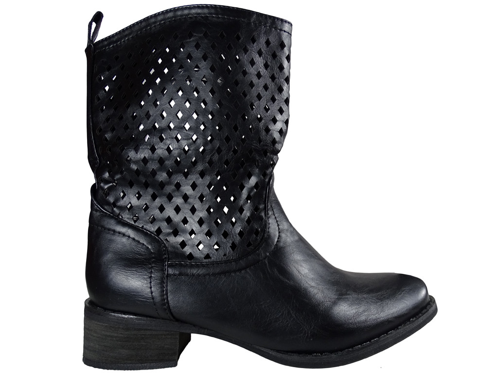Black ladies' openwork boots - 1