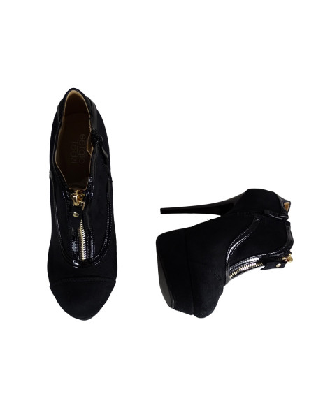 Botine cu platformă din piele de căprioară neagră - 3