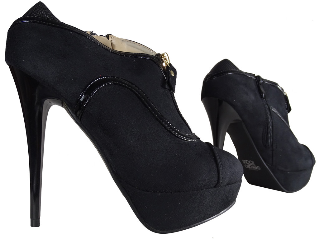 Botine cu platformă din piele de căprioară neagră - 4