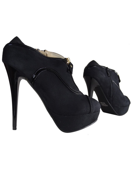 Botine cu platformă din piele de căprioară neagră - 4