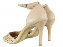Beige female pins with ankle strap eco leather - 2