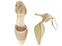 Beige female pins with ankle strap eco leather - 4