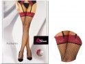 Black cabaret stockings with red lace - 3