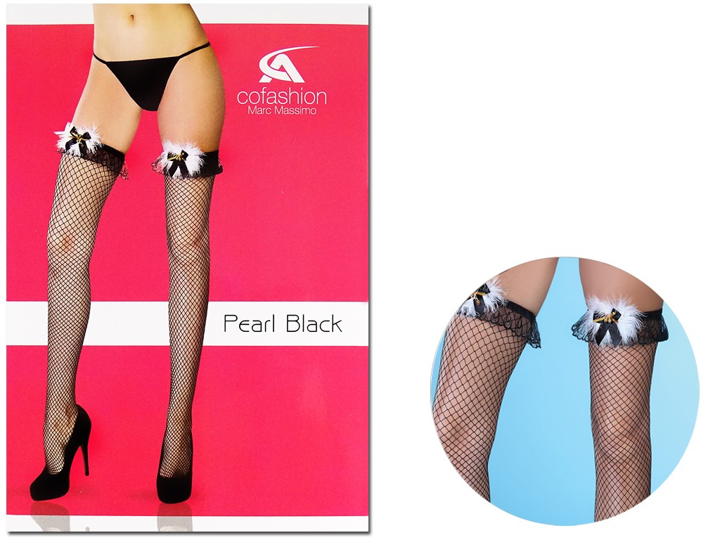 Black cabaret ladies' stockings with lace - 3