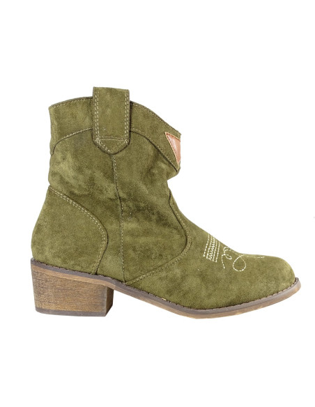 Cizme dama din piele intoarsa verde pe bloc - 1