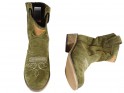 Moteriški žali zomšiniai batai su kulnu - 4