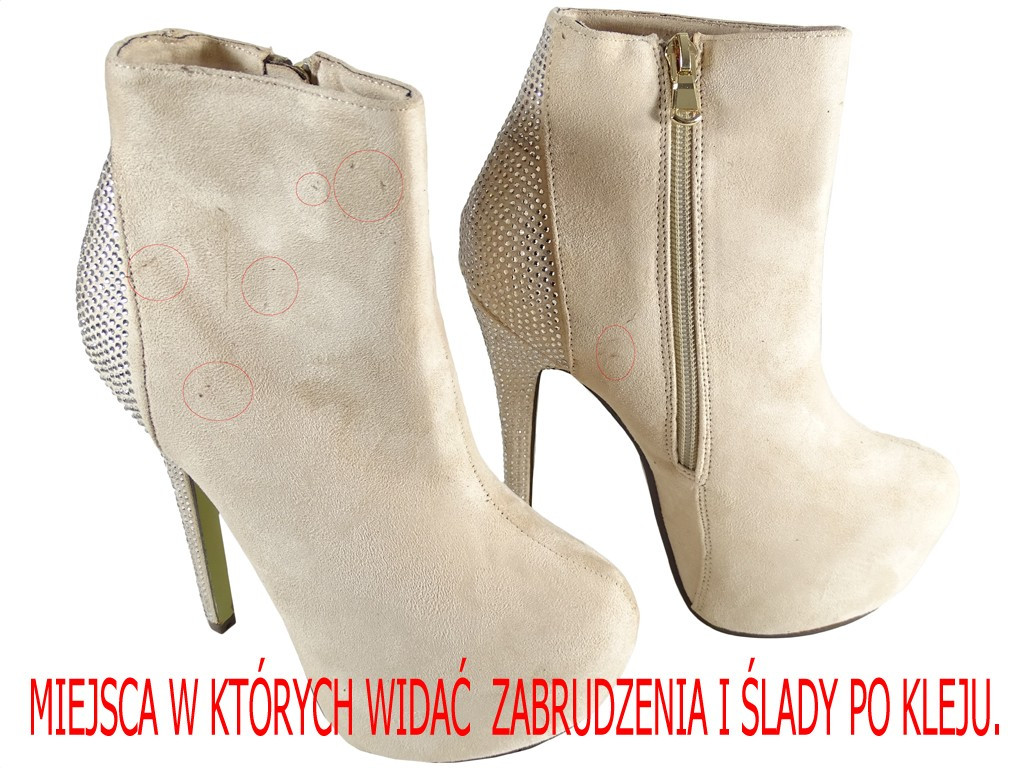 Beige suede boots on a platform with zirconia - 5