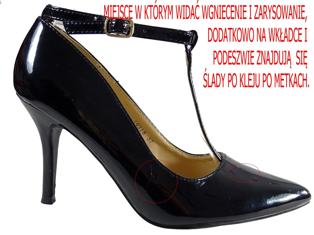 OUTLET Melni stiletto papēži ar siksniņu sieviešu apavi - 5