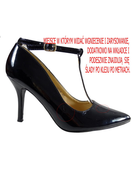 OUTLET Melni stiletto papēži ar siksniņu sieviešu apavi - 5