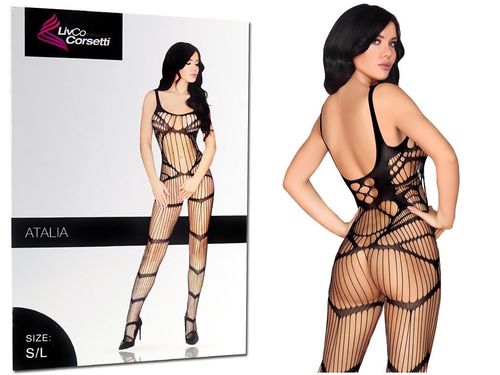 Czarne bodystocking elastyczne bielizna erotyczna - 3