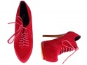 Červené šněrovací kotníkové boty s platformou a vysokým podpatkem - 4