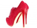 Červené šněrovací kotníkové boty s platformou a vysokým podpatkem - 2