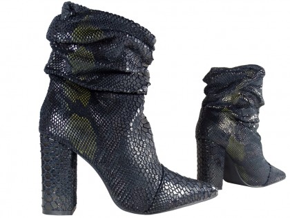 Black ombre warmed women's heeled boots - 3